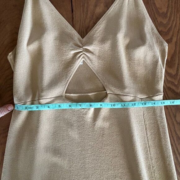 The Drop Tan Yellow Cutout Maxi Dress with Slit XXL Elegant Summer Wedding Guest - Picture 3 of 5